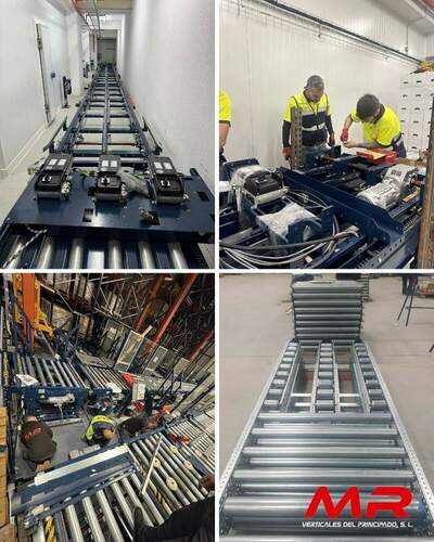 Instalación de mesas transportadoras automáticas en almacén robotizado